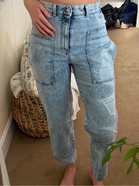 Stella McCartney Light Blue High Rise Patch Pocket Jeans